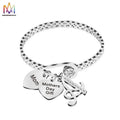Custom Hot Selling Clasp and Diamond Letter Bracelet Heart Pendants Stainless Steel Bracelets for Mom Mother'S Day Gift