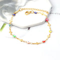 Ason Fashion Hot Selling Jewelry Heart Cross 18k Gold Plated Stainless Steel Anklet Colorful Evil Eyes Adjustable AnkletGift