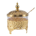 Luxury Sugar Container Salt Spice Glass Container with Stainless Steel Lid