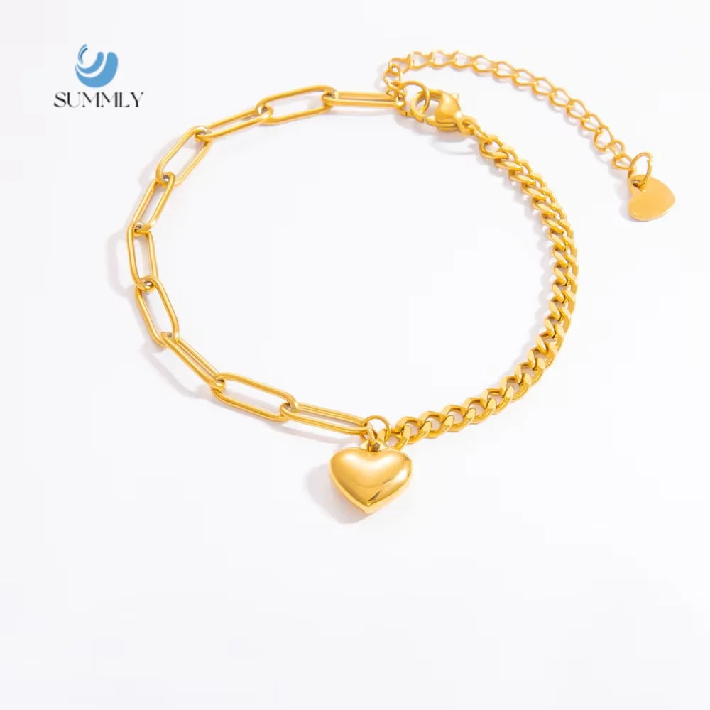 SUMMLY Wholesale Creative Design Niche 18K Gold Plated Stainless Steel Bracelet Bangles Fashion Jewelry