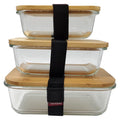 Eco Friendly Food Storage Containers Boxes Lunch Glass Set With Bamboo Lids