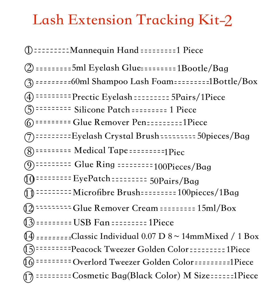 Professional 17pcs/Sets Private Label Eyelash Extension Starter Training Kits Tools for Eyelash Extensions Practice