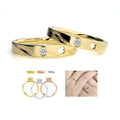 Abiding Hollow Heart Design Single Diamond Couple Ring Gold Plated Silver 925 Eternity Band Jewelry Lover Ring for Men and Women