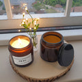 100ml 250ml 500ml Amber Glass Candle Jar With Black Metal Cap