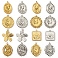 Beimai OEM Accessories Eye Flower Round Stainless Steel Madonna Medallion Religious Charms for Jewelry Making Necklace Pendant