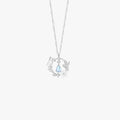 925 Sterling Silver Butterfly Necklace with Artificial Moonstone and Rhodium Plated Zircon for Engagement Wedding or Party