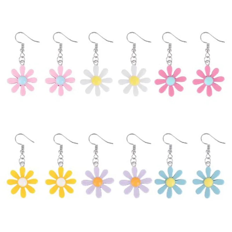 Beautiful Girlfriend Gift Jewelry Sweet Fresh Earrings Diy Jewelry Colorful Daisy Resin Earrings for Women Girls