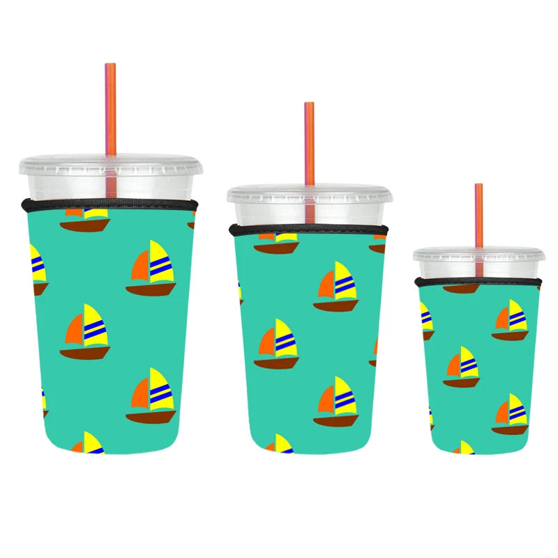 Factory Custom Logo 3 Size Set 16-32oz  Neoprene Iced Coffee Cup Cover Antifreeze Coffee Cup Sleeve for Hot & Cold Drinks