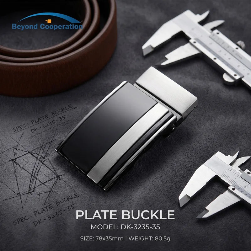 Ultra Black 35MM Reversible Clip Belt Buckles Custom Engraved Laser Logo Heavy High-End Blank Zinc Alloy Formal Men's Accessory