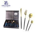 Wholesale Disposable Stainless Steel 410 Golden Plated 18-8 Dinner Knife Fork Spoon Flatware Set Asian Zen Style High Mirror