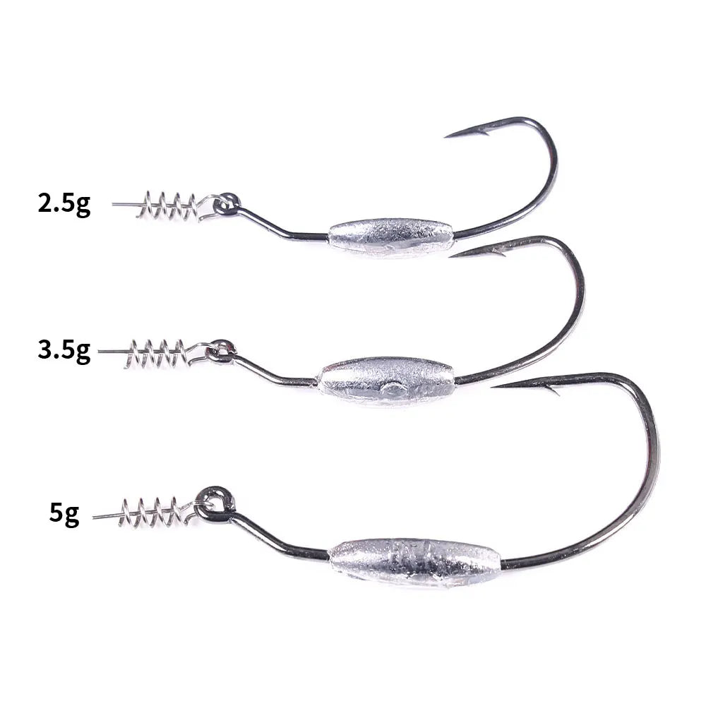 5pcs/bag Spring Pin Offset Hooks Lead Jig Head Hooks Set
