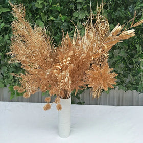 L126 Factory Wholesale Gold Plastic Glitter Leaves New Style Artificial Flowers for Graduation Easter Home Store Event Wedding