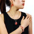 Spring/Summer New Fashion Jewelry Set Short Gold Chain Neck Chain Natural Stone Bracelet Earrings Women's Jewelry Set