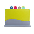 Index 4-Piece Color-Coded Food Grade PP Plastic Chopping Board Set with Stand Easy to Clean Kitchenware for Home Restaurant Use