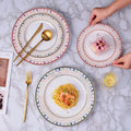 Luxury White Bone China Gold Rim Decal Dinner Set Porcelain Dinner Plates for Hotel Restaurant Wedding Dinnerware Sets