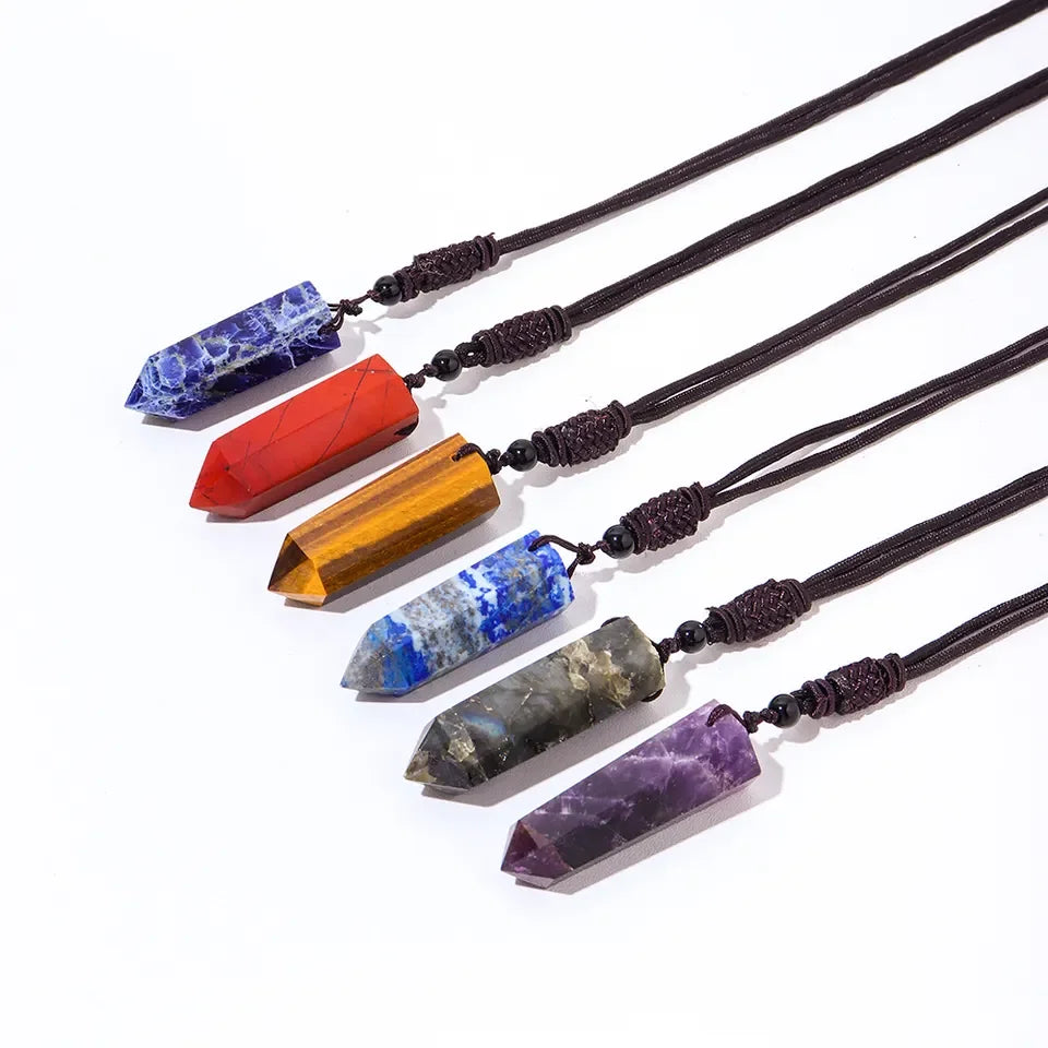 Wholesale Natural Crystal Single Point Necklace Healing Gemstone Pendant Gifts for Women