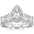OAHLAN 1.5CT 925 Sterling Silver Bridal Ring Sets Teardrop CZ Engagement Rings Vintage Pear Promise Rings Pear Cut Wedding Bands