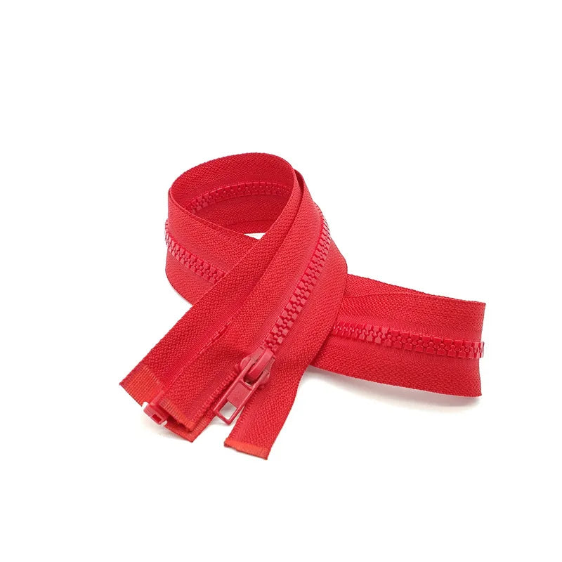 New Fashion Black/red Tape Plastic Resin Zipper With White Teeth Open Ended Zipper MegaBDM