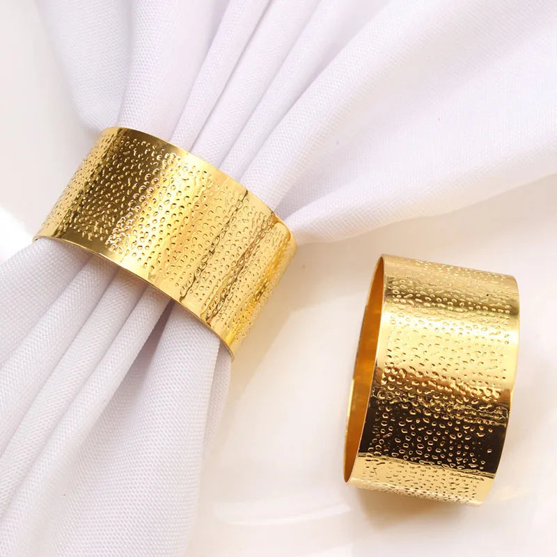 Creative Dotted Metal Napkin Rings with Textured Electroplating for Hotel Table Decorations