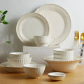 Nordic Creative Home Embossed White Glaze Ceramic Tableware Set Dinnerware for Vaisselle Restaurant