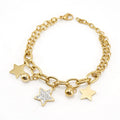 Waterproof Stainless Steel Thick Chain Five-point Star Charm Pendants Women Bracelet Jewelry
