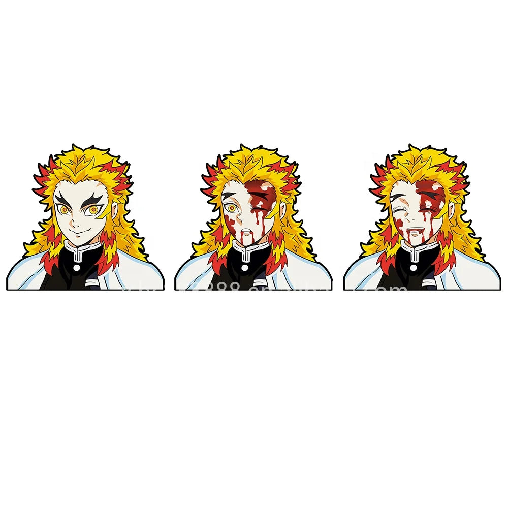 Anime Car Stickers Lenticular Motion Stickers Waterproof Car Decals Character Rengoku