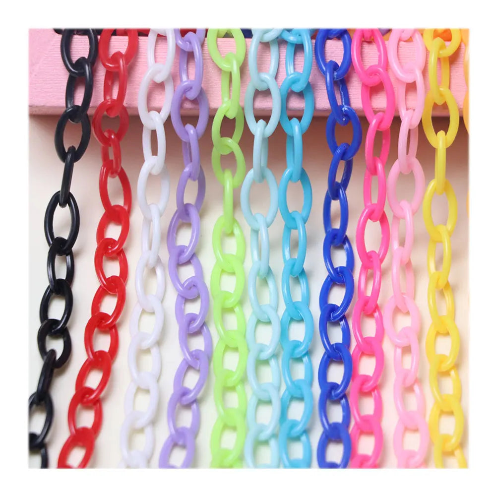 100Strands/Lot Colorful Oval  Shape Acrylic Plastic Lobster Clasp Hook Link Chains for Necklace Bracelet Jewelry Making DIY