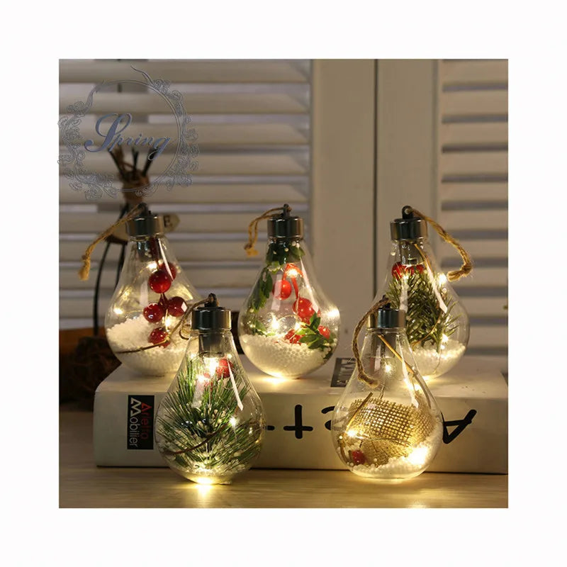 LED Lighted PET Clear Plastic Christmas Ball for Tree Decor and Sublimation Christmas Ornaments