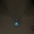 Luminous Light in the Dark Lotus Flower Shaped Pendant Necklace Hollow Flower Lockets Necklace for Women Jewelry
