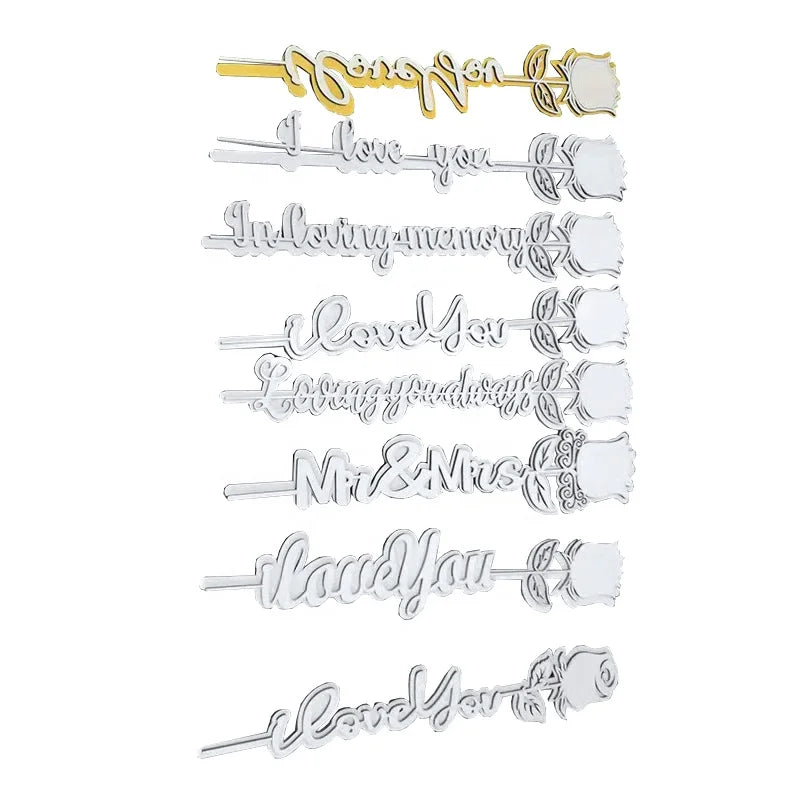 DIY Customized Design I Love You/Mr&Mrs/In Loving Memory Rose Sublimation Blank MDF Rose Sticker