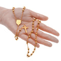 Vintage 18k PVD Gold Plated Certified Women Men's Stainless Steel 6mm Gold Rosary Jesus Beaded Catholic Chain Necklace