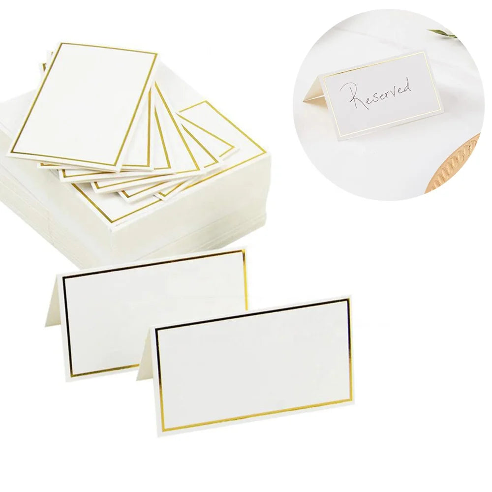 50 Pcs/Pack Bronzing Paper Blank Table Place Cards Decor Name Message Seating Card for Wedding Event Party Decor