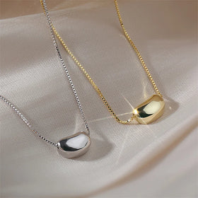 Wholesale New Fashion Simple Stainless Steel 18k Gold Plated Women Acacia Bean Pendant Choker Necklace