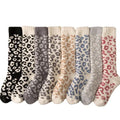Leopard-print Coral Fleece Calf Socks Terry Plus Velvet Thickened Long Tube Warm Floor Socks