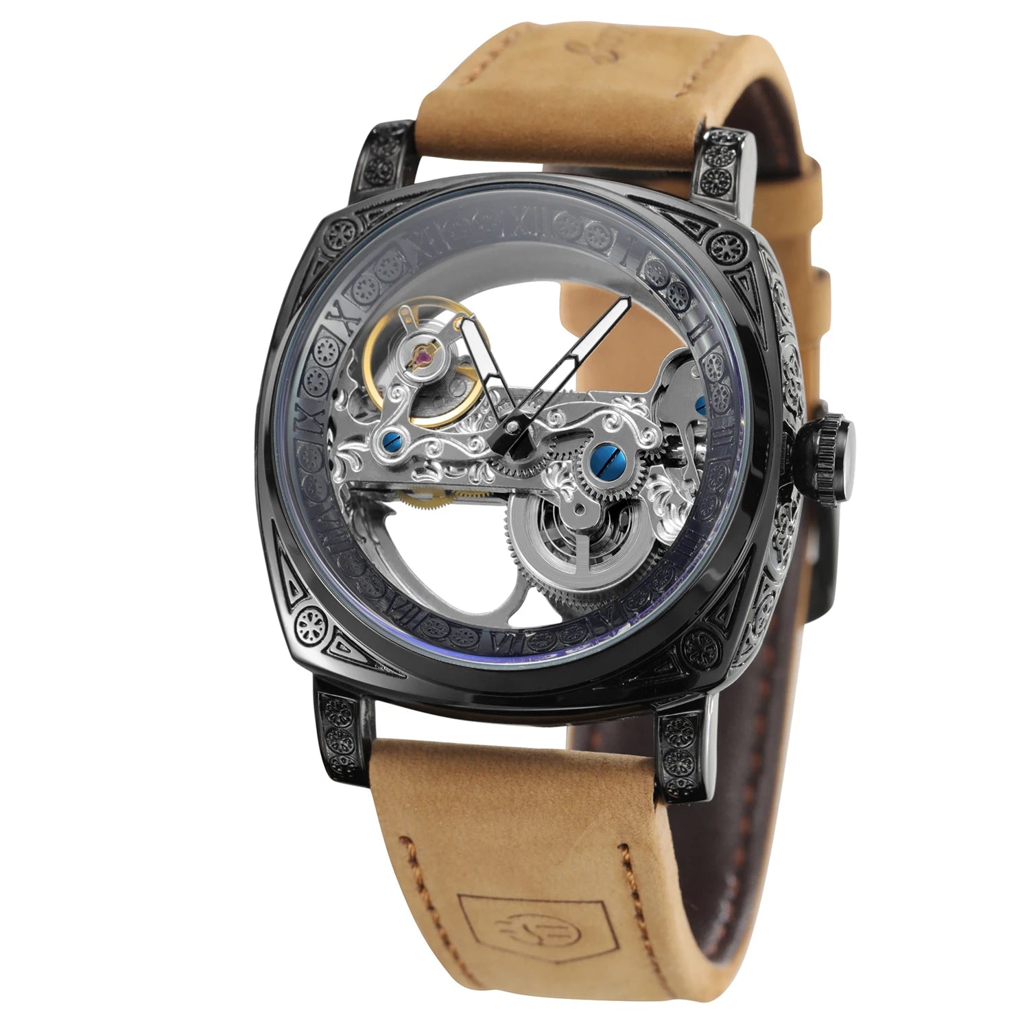 MechanicalNew Forsining European and American Style Men's Fashionable Retro Carved Hollow Semi-automatic Mechanical Watch