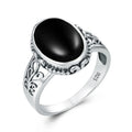 Victorian Agate Black Gemstone Round Women Accessories Silver Ring Wedding Anniversary Gifts Ladies Sterling Silver Ring