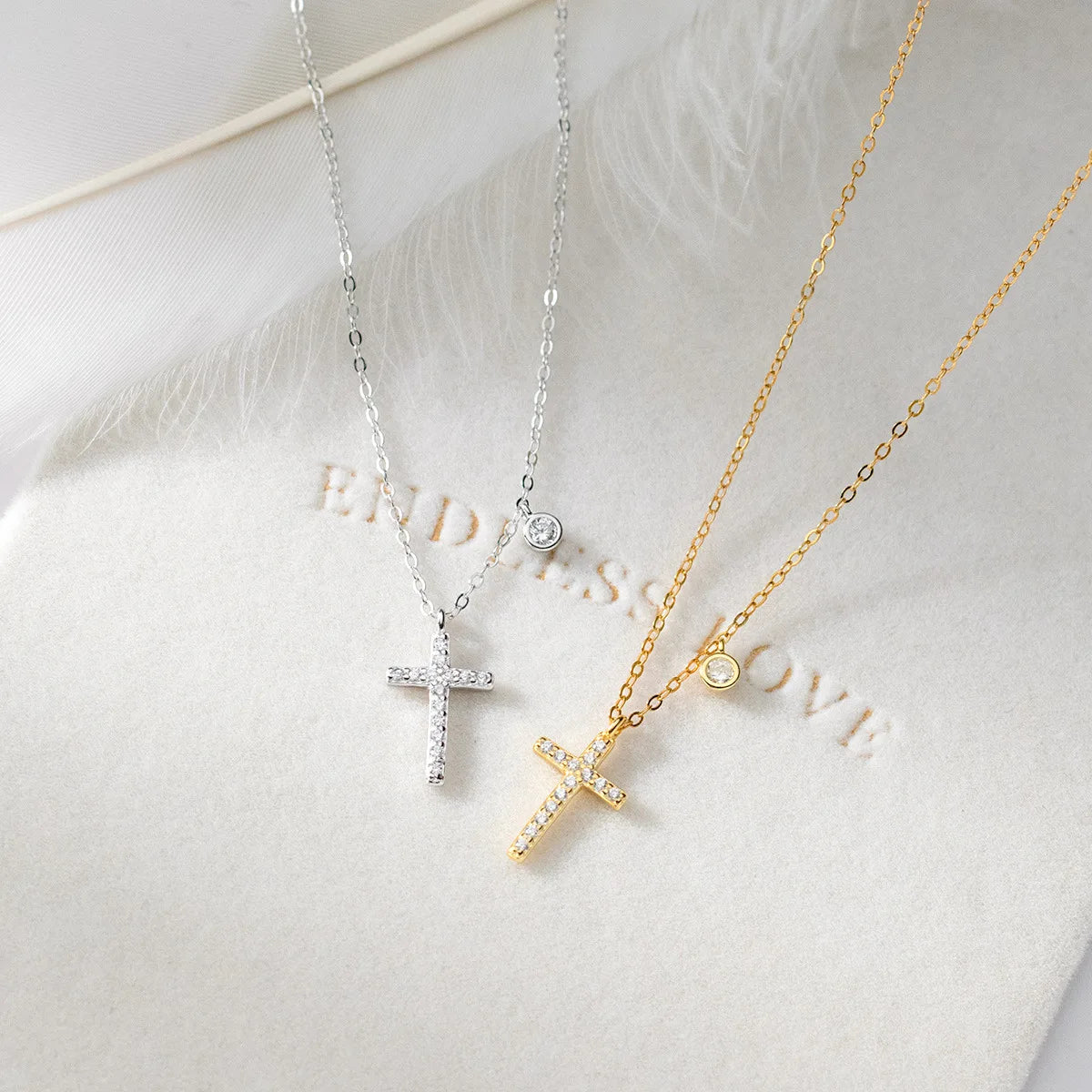 Fashion Jewelry Necklace 925 Sterling Silver Cross Pendant Necklace Round Diamond by the Yard Gold Plated Necklace Women