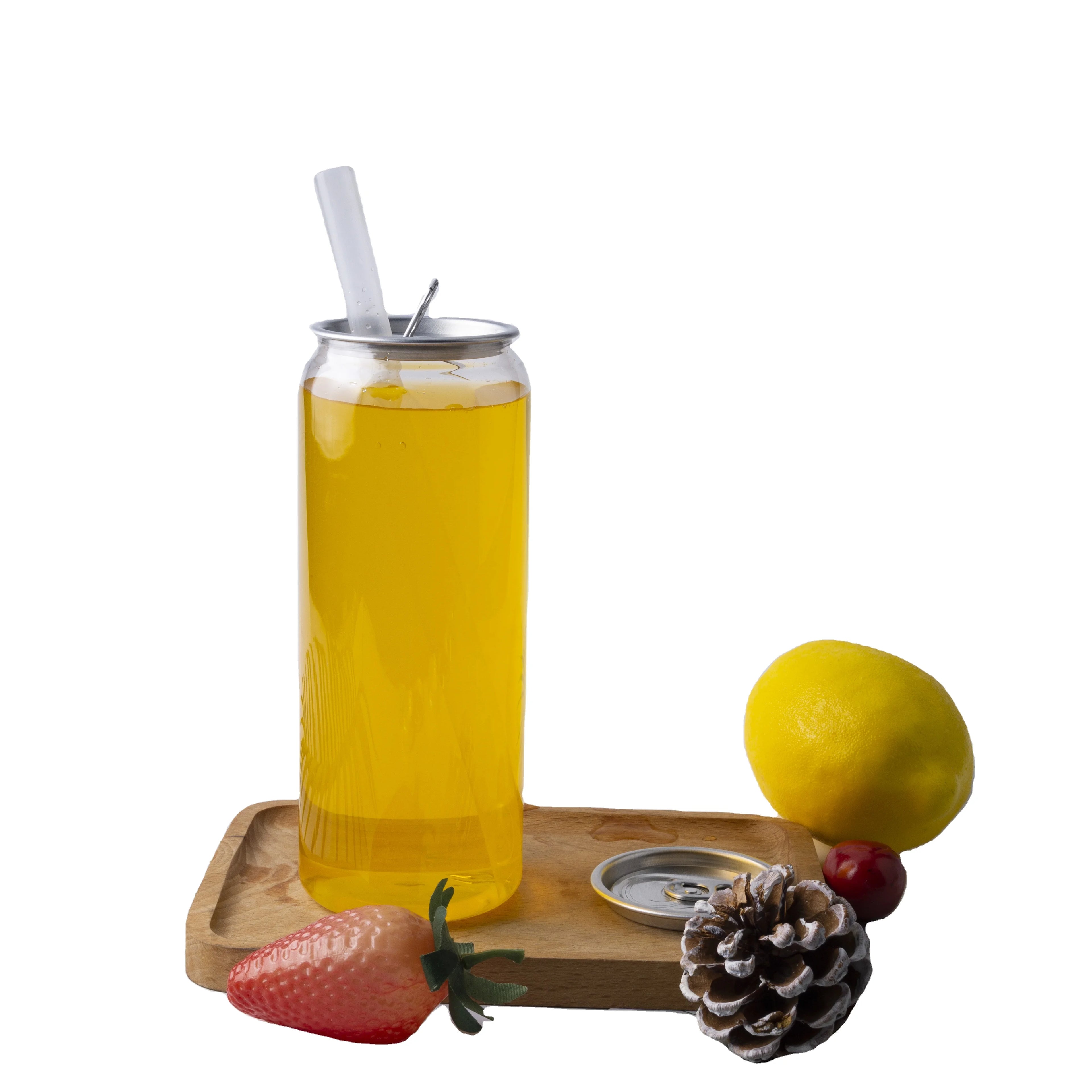 500ml Transparent PET Plastic Beverage Can with Aluminum Ring Pull Cap Screen Printed for Carbonated Drinks and Juice