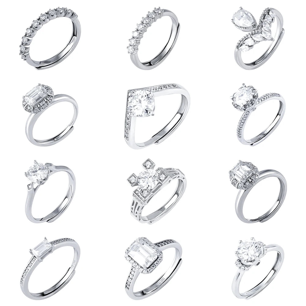 Xingyue FASHION 925 Sterling Silver Center 1 Carat MOISSNITE  DEF Color Round Shape Moissanite  Ring