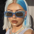 18144 Square Frame Shades Retro 90s Blue 2023 Rectangle Sunglasses for Women Men Trendy Jelly Color Fashion Sunglasses UV400