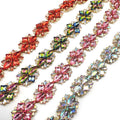 Wholesale Gold Metal Acrylic Rhinestone Chain Sewing Rhinestone Trimming for Carnival Costumes Creation