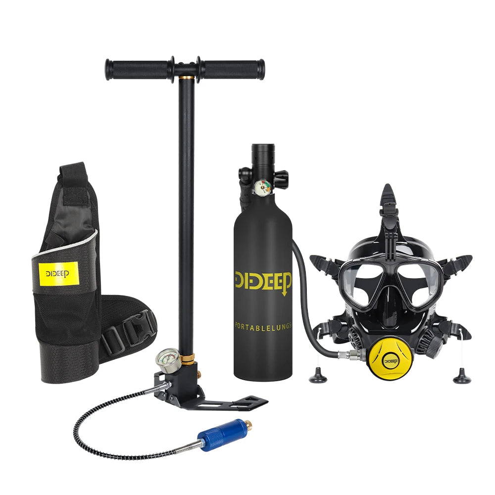 2024 New Design 1L Mini Tank Lightweight Aluminium Hand Pump Diving Cylinder High Oxygen Underwater Breath Equipment Set
