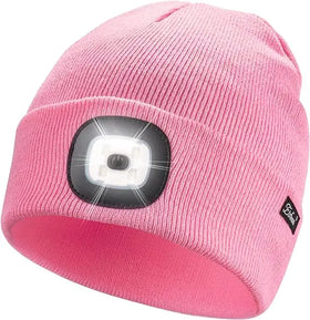 Wholesale New Custom LED Beanie USB Rechargeable Hands Free Headlamp Unisex Cap Winter Knitted Night Lighted Hat