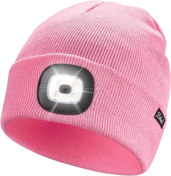 Wholesale New Custom LED Beanie USB Rechargeable Hands Free Headlamp Unisex Cap Winter Knitted Night Lighted Hat
