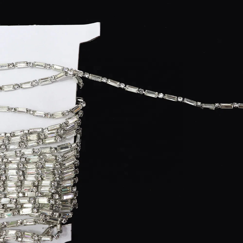 D009 Bling Cheap Glass Rhinestone Chain 3.5mm 10 Yard Roll Crystal Trimming Chain Rhinestone