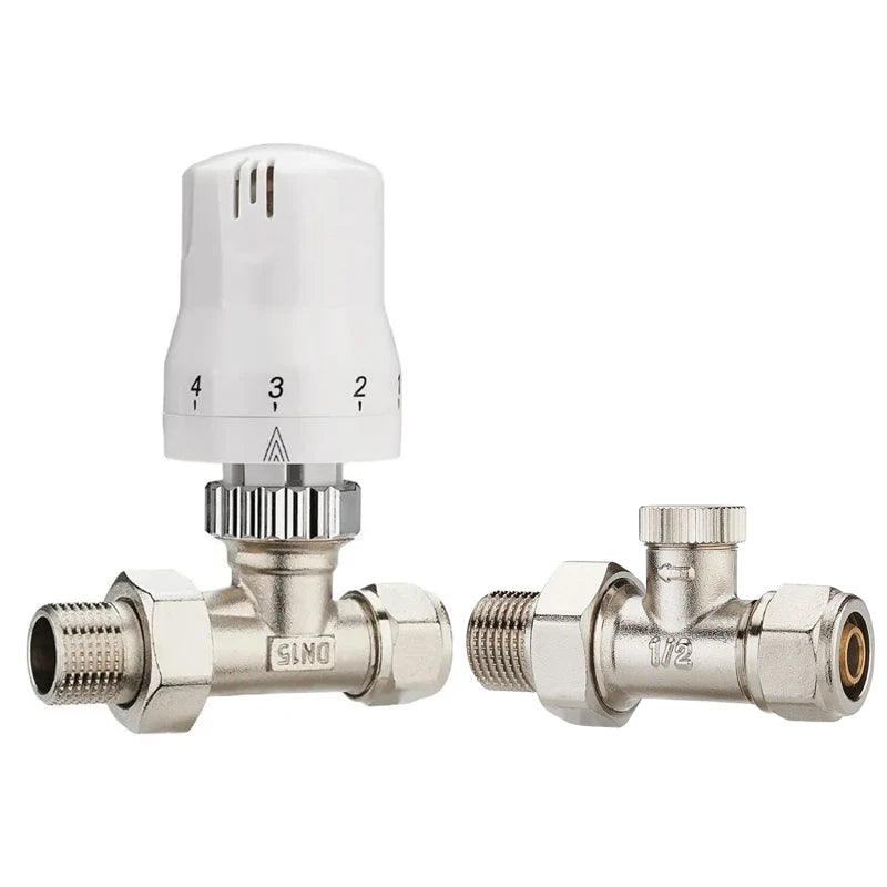 White Trv Brass Straight Floor Heating Water Temperature Radiator Valve