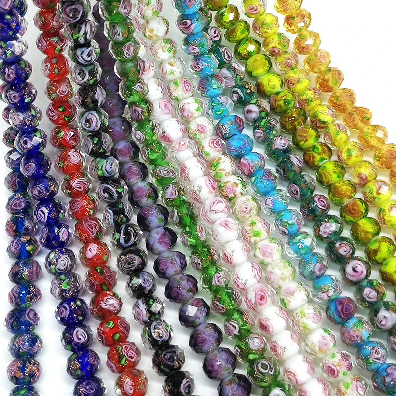 50pcs Gold Sand Lampwork Beads Glass Handmade Round Loose Beads for Rosary Making Jewelry Craft Making