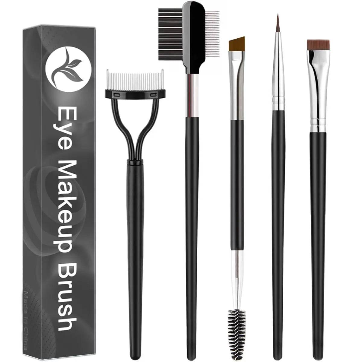 5 Pieces Customizable Eye Makeup Tools Eyebrow Eyeliner Eyelash Separator Brow Comb Lash Spoolie Aluminum Ferrule Mascara Comb