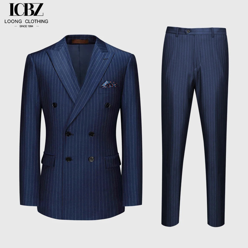 Wholesale Vintage Men's Suit  2 Pieces Suits for Men New Design Business Formal Suit Wool Suit Plus Size