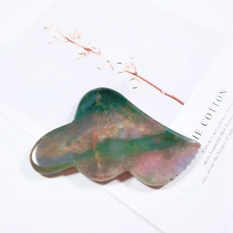 DIY New Shape Jade Gua Sha Tools Moss agate Gua Sha Professional Healing Stone Facial Skincare Guasha Boards Moss agate Guasha